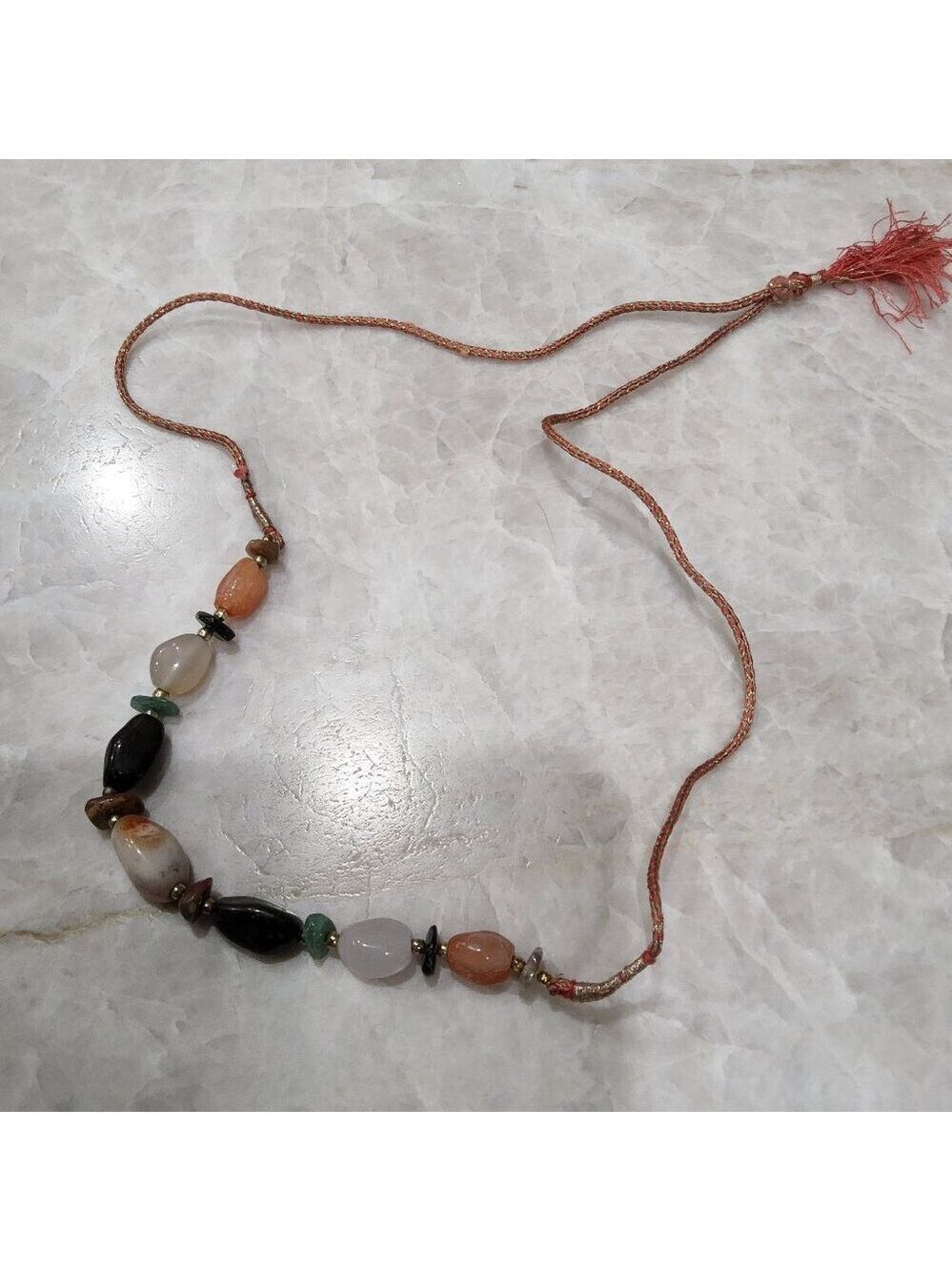 Vintage Polished Multicolor Beads Beaded Necklace
